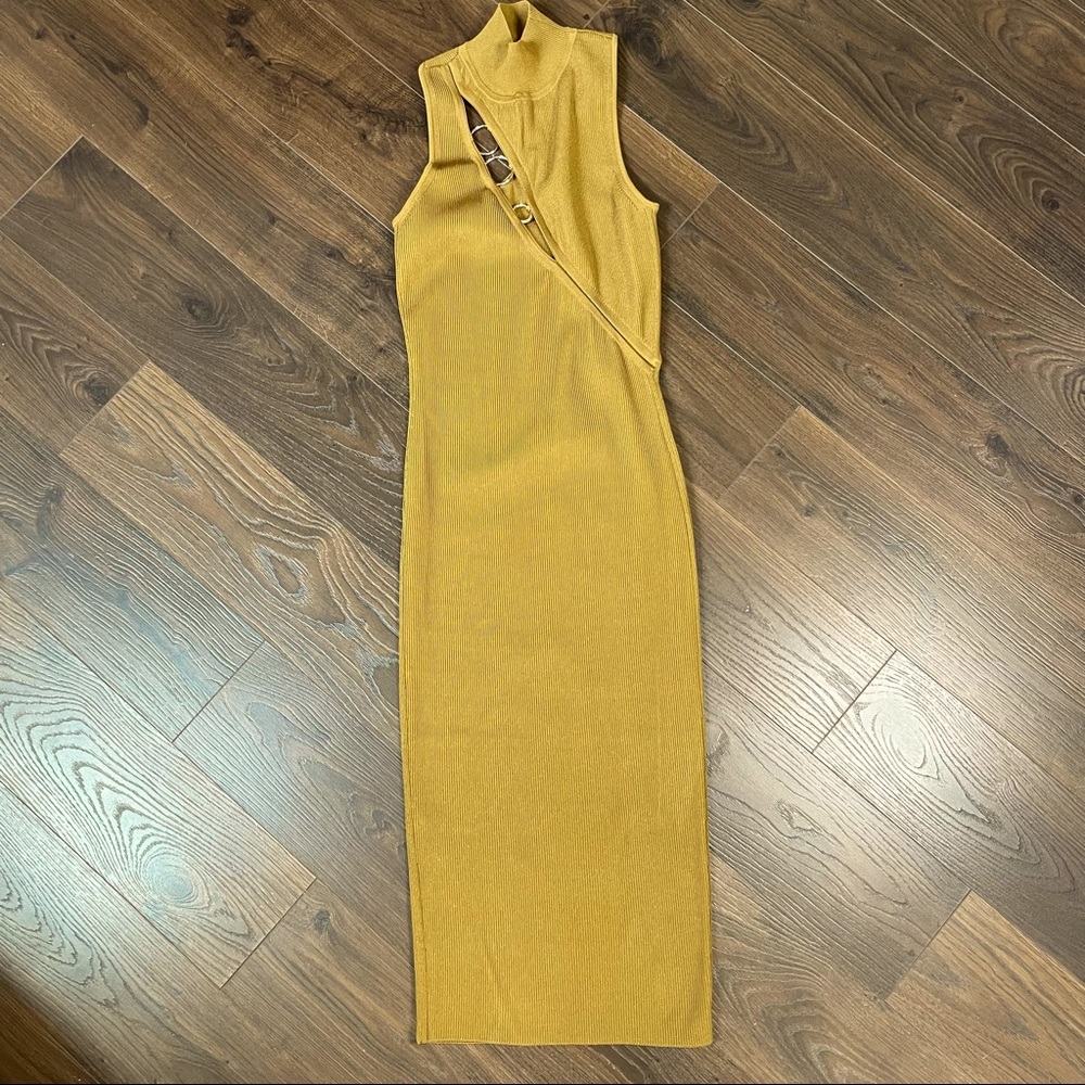CUSHNIE ET OCHS Alsia Cutout Knit Midi Dress Green Small